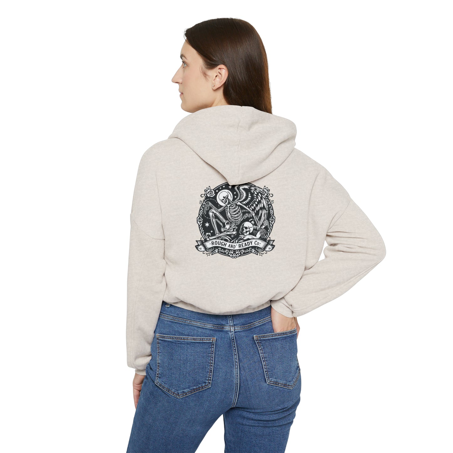 The "Skele-Angel" Rough and Ready Co. Women's Cinched Bottom Hoodie