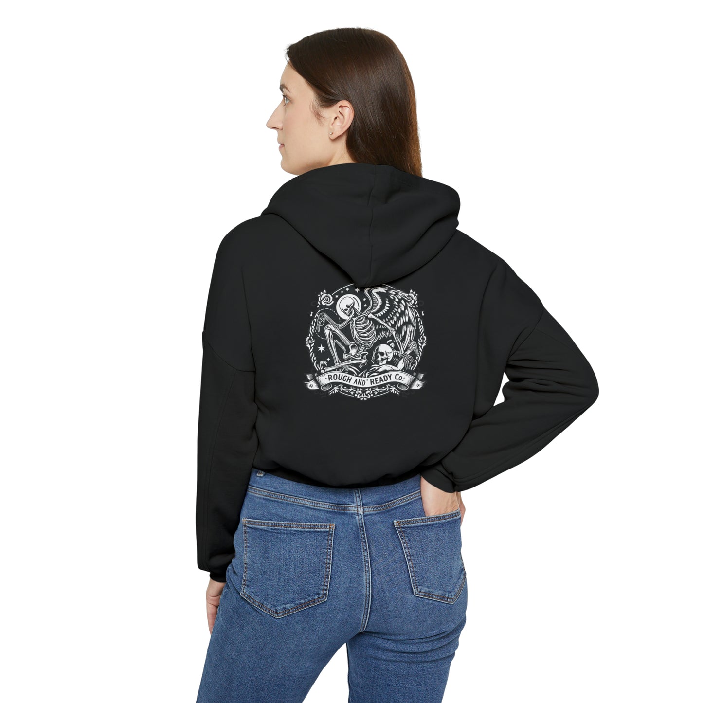 The "Skele-Angel" Rough and Ready Co. Women's Cinched Bottom Hoodie